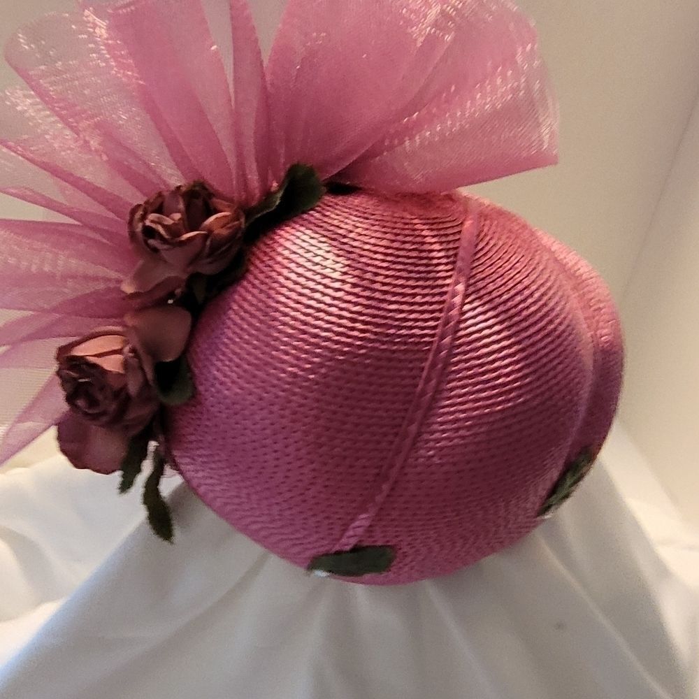 Citation Straw Hat Pink Color Collection Pink With Flowers Vintage Elegant hat